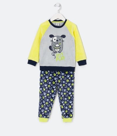 Pijama Largo Infantil en Fleece Bordado de Perritos - Talle 1 a 4 años 1
