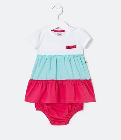 Vestido Infantil Liso con Recortes y Bombachas - Tam 0 a 18 meses 1