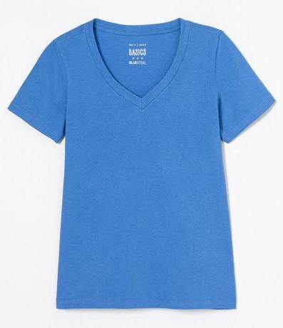 Remera en Algodón con Cuello V y Manga corta 4