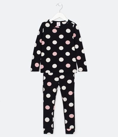 Pijama Infanttil Largo Tacto Suave Estampa de Lunares - Tam 4 a 14 años 1