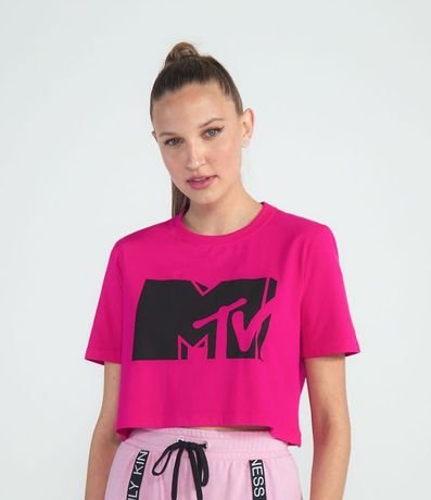 Blusa Cropped en Algodón Estampa Logo MTV 1