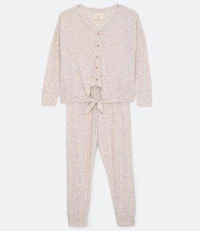 Pijama Largo en Tejido de Punto con Botones y Amarre 9
