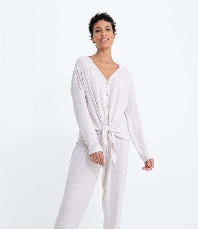 Pijama Largo en Tejido de Punto con Botones y Amarre 3