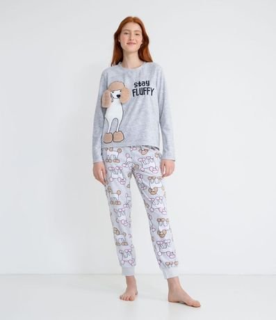 Pijama Largo en Polar con Estampado de Perrito 1