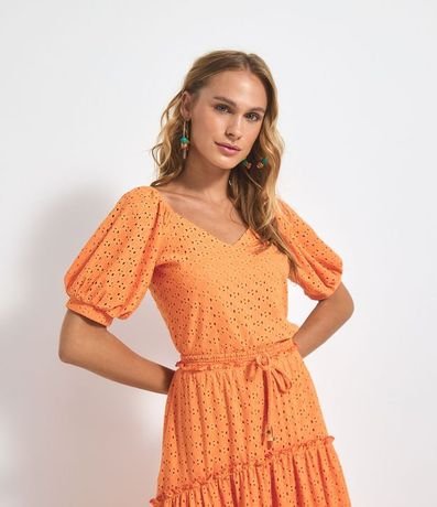 Blusa Manga Corta Ancha Escote en V Frente y Espalda 1