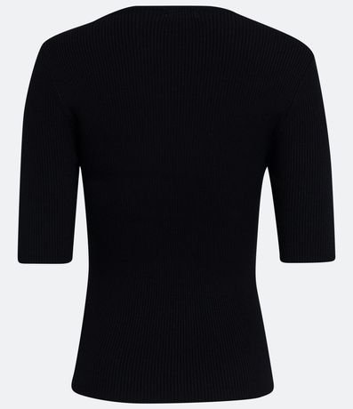 Blusa de Punto Acanalada con Cuello Barco 2