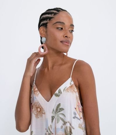 Vestido Midi en Viscosa con Puntas Estampa de Flores 3