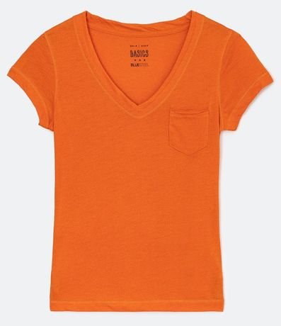 Blusa Básica en Algodón con Manga Corta y Bolsillo Pequeño 5