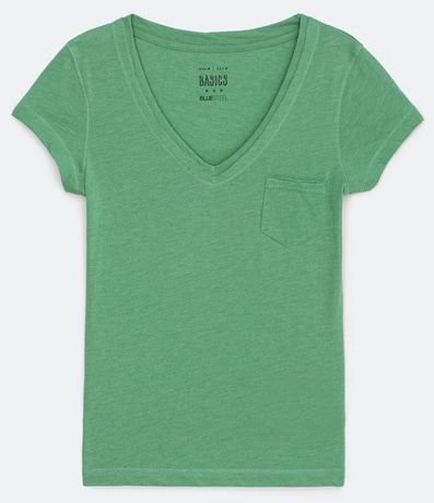Blusa Básica en Algodón con Manga Corta y Bolsillo Pequeño 5