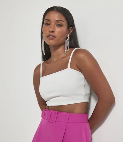 Blusa Cropped Sin Mangas con Hilo Metalizado
