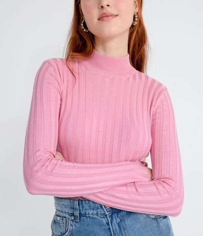 Blusa de Punto Acanalado con Cuello Alto y Manga Larga 3