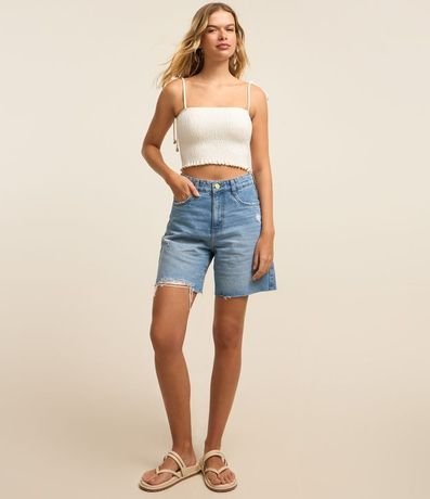 Blusa Cropped Sin Mangas con Lastex en el Cuerpo 2