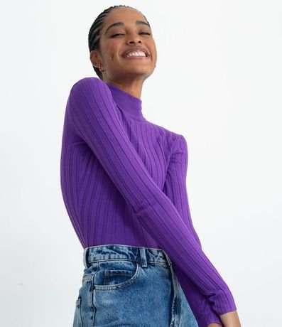 Blusa de Punto Acanalado con Cuello Alto y Manga Larga 3