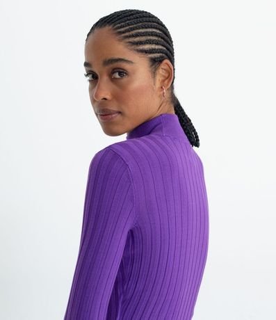 Blusa de Punto Acanalado con Cuello Alto y Manga Larga 4