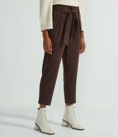 Pantalón Clochard en Fake Suede con Cinturón