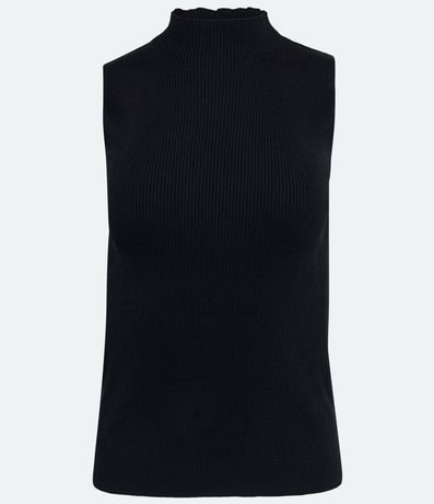 Blusa Musculosa Básica de Punto con Cuello Alto 5