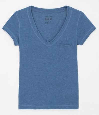 Blusa Básica en Algodón con Manga Corta y Bolsillo Pequeño 6