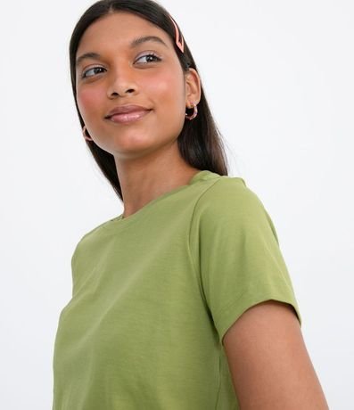 Blusa Alargada Básica en Algodón con Cuello Redondo y Manga Corta 3