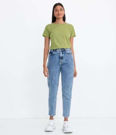 Blusa Alargada Básica en Algodón con Cuello Redondo y Manga Corta 4
