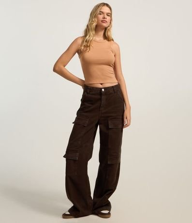 Blusa Cropped sin Manga en Ribana con Cuello Redondo 2