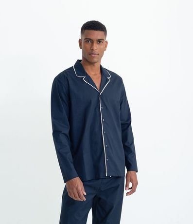 Camisa Pijama en Algodón con Detalle Contrastante 1
