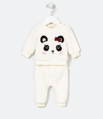 Conjunto Infantil en Fleece Bordado de Panda - Tam 0 a 18 meses 1
