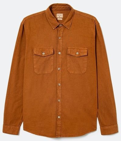 Camisa Manga Larga Lisa con Bolsillos 6