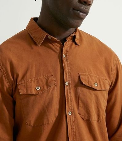 Camisa Manga Larga Lisa con Bolsillos 3