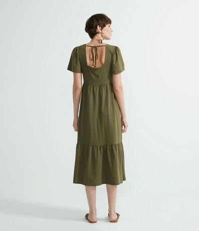 Vestido Midi en Algodón con Entremedios y Volantes Marias 2