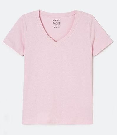 Remera en Algodón con Cuello V y Manga corta 4
