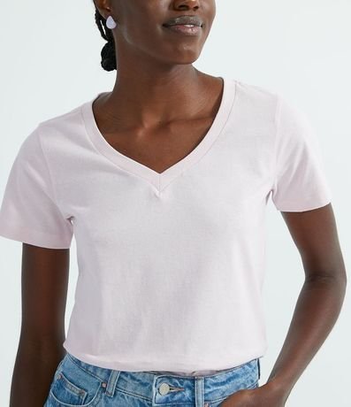 Remera en Algodón con Cuello V y Manga corta 3