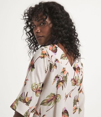 Blusa Manga Corta en Viscosa Estampa Hojas 3