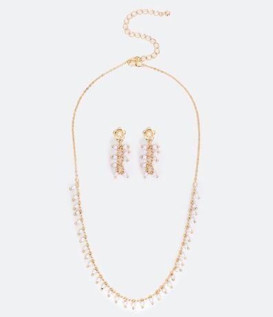 Conjunto de Accesorios con Collar con Colgante de Perlas y Aros en Hilo con Perlas 1
