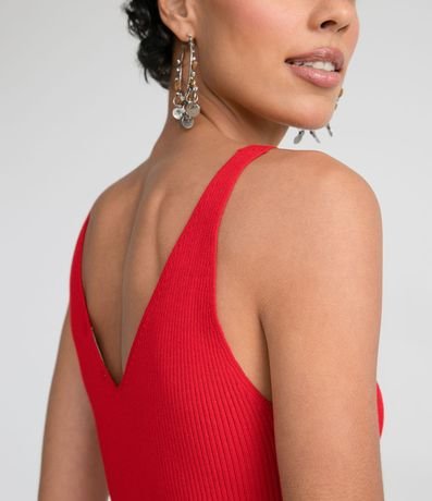 Blusa Musculosa en Punto Acanalado con Escote V 4