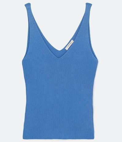 Blusa Musculosa en Punto Acanalado con Escote V 5
