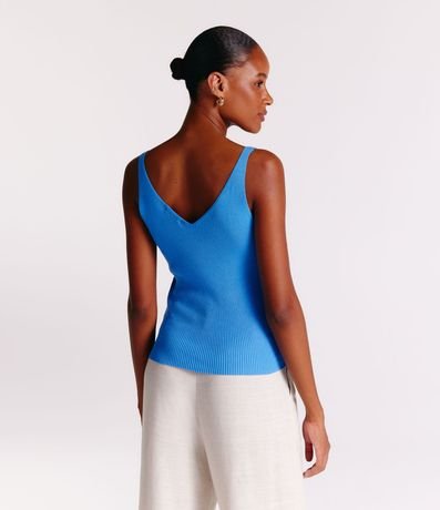 Blusa Musculosa en Punto Acanalado con Escote V 3