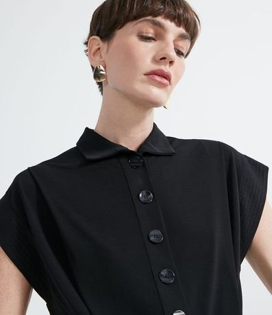Mono Largo en Malla Jersey con Cuello de Camisa y Abotonado Frontal 4