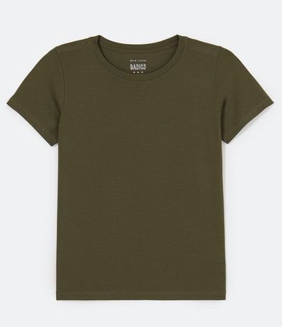 Blusa Alargada Básica en Algodón con Cuello Redondo y Manga Corta 1