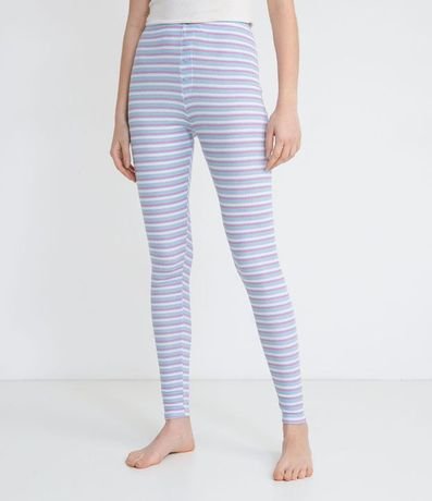 Pantalón de Pijama en Ribana Estampado Rayas con Botones