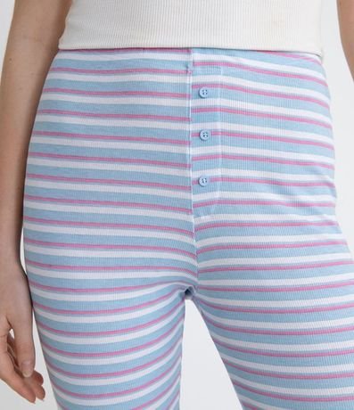Pantalón de Pijama en Ribana Estampado Rayas con Botones 3