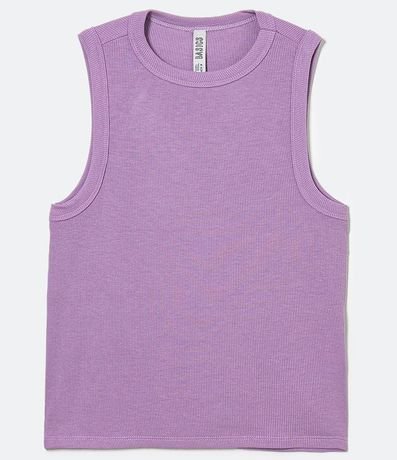 Blusa Cropped sin Manga en Ribana con Cuello Redondo 3