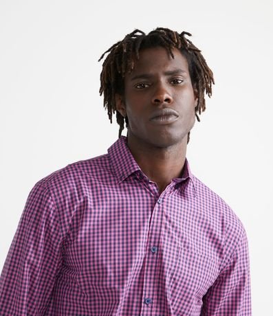 Camisa Slim en Algodón Manga Larga con Estampado Cuadrillé 3