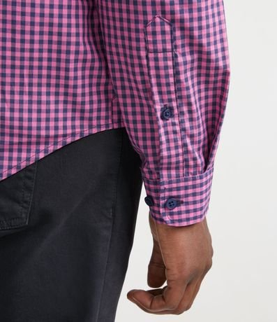 Camisa Slim en Algodón Manga Larga con Estampado Cuadrillé 4