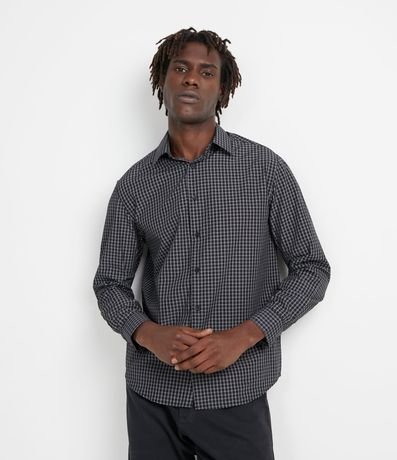 Camisa Social Manga Larga con Estampado de Cuadros