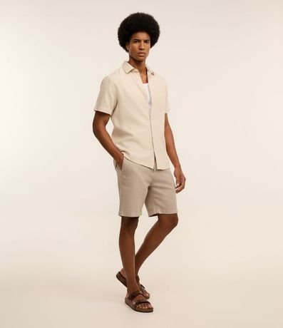 Camisa Manga Corta en Lino con Bolsillo