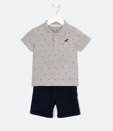 Conjunto Infantil con Camiseta con Cuello Polo y Bermuda en Sarga - Tam 1 a 5 años 1