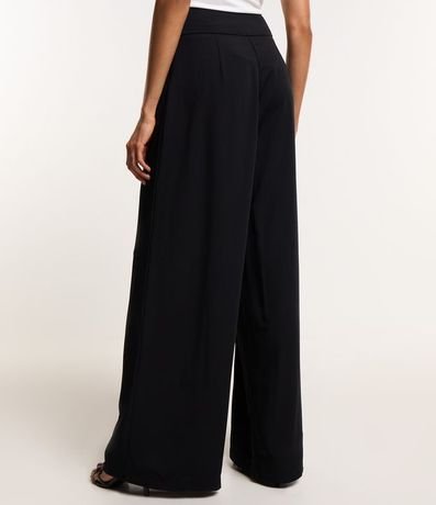 Pantalón Pantalona en Crepe con Recorte y Costura Contrastante en la Cintura 3