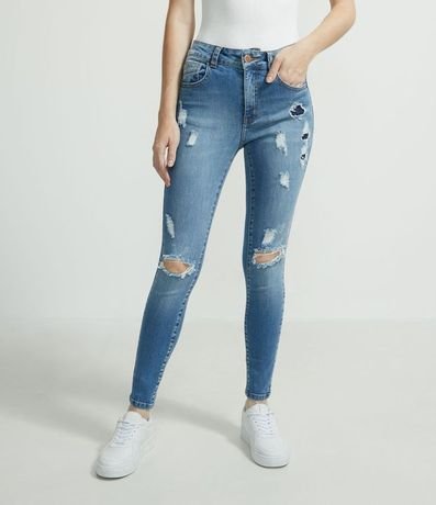 Pantalón Skinny Cropped Jeans con Gastados 1