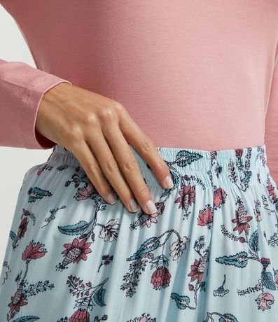 Pijama Blusa Manga Larga y Pantalón con Estampa de Flores en Viscolycra 5