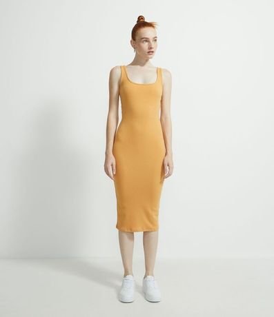 Vestido Midi Básico con Escote Cuadrado 3